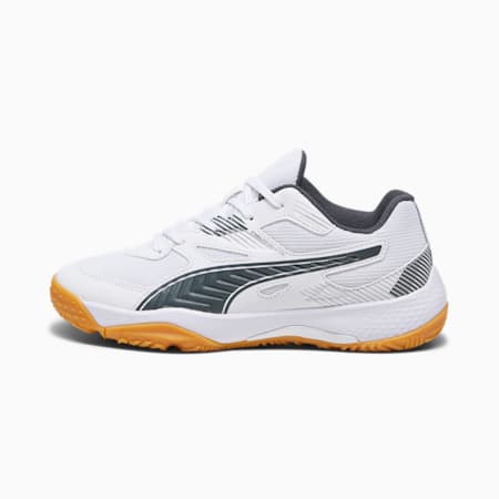 Młodzieżowe buty do sportów halowych Solarflash II, PUMA White-Shadow Gray-Gum, small