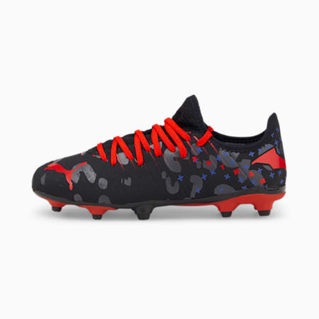 PUMA x BATMAN Future 4.3 FG/AG Football Boots Youth, Puma Black-High Risk Red-Surf The Web-Asphalt, small-SEA