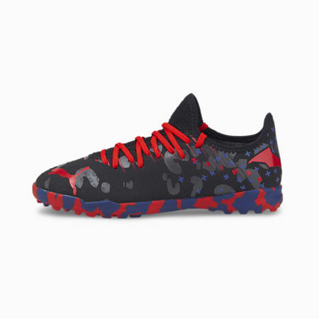 PUMA x BATMAN FUTURE 4.3 TT Youth Football Boots, Puma Black-High Risk Red-Surf The Web-Asphalt, small