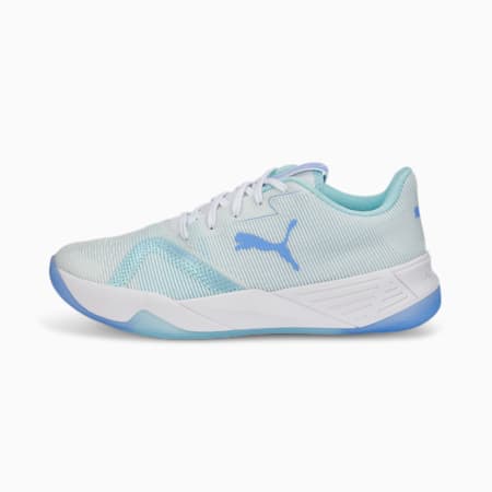 Accelerate Turbo Nitro II W+ Indoor Sports Shoes, Puma White-Elektro Purple-Light Aqua, small-AUS