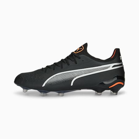 KING ULTIMATE FG/AG Unisex Football Boots, PUMA Black-Silver-Ultra Orange, small-AUS