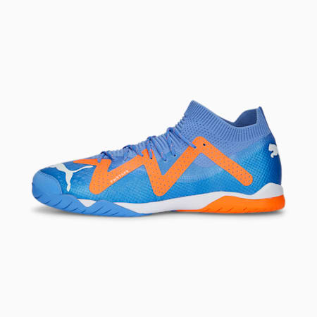 FUTURE ULTIMATE Court Unisex Football Boots, Blue Glimmer-PUMA White-Ultra Orange, small-AUS