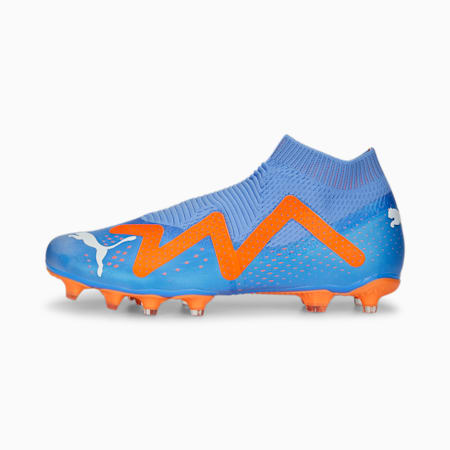 FUTURE Match+ LL FG/AG Unisex Football Boots, Blue Glimmer-PUMA White-Ultra Orange, small-AUS