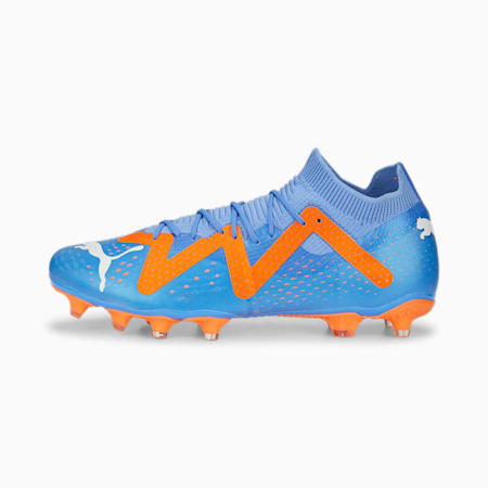 FUTURE Match FG/AG Unisex Football Boots, Blue Glimmer-PUMA White-Ultra Orange, small-AUS