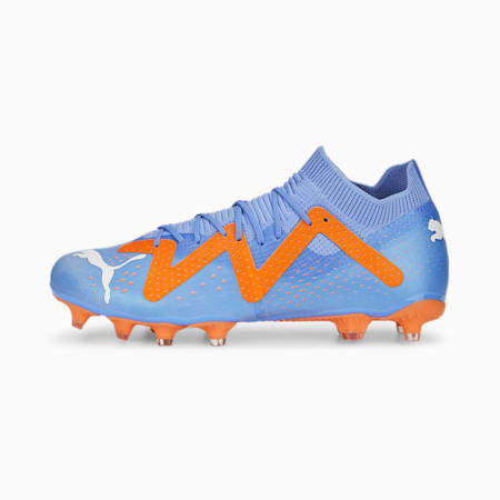 FUTURE Match FG/AG Football Boots Women, Blue Glimmer-PUMA White-Ultra Orange, small-AUS