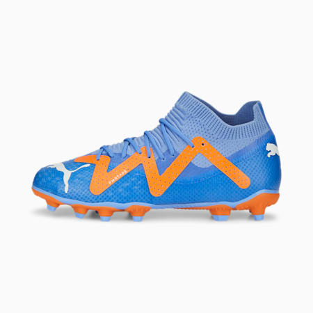 Scarpe da calcio FUTURE Pro FG/AG per ragazzi, Blue Glimmer-PUMA White-Ultra Orange, small