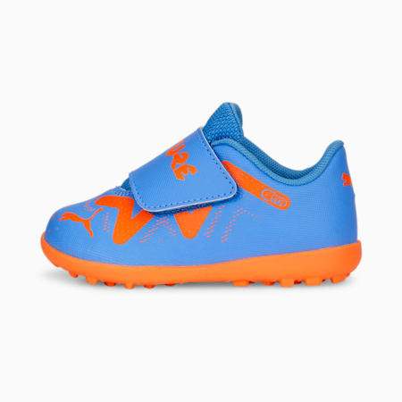 Scarpe da calcio FUTURE Play TT V per i più piccoli, Blue Glimmer-PUMA White-Ultra Orange, small