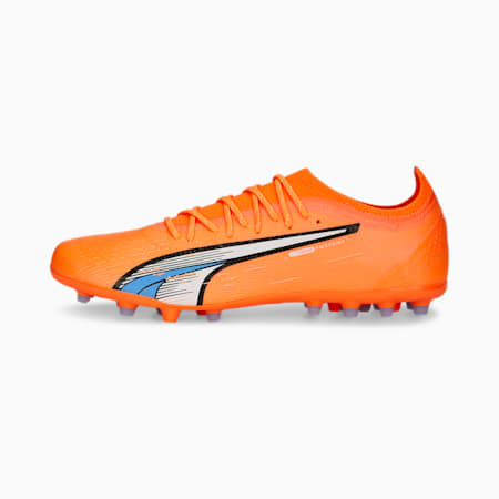 ULTRA ULTIMATE MG Fußballschuhe Herren, Ultra Orange-PUMA White-Blue Glimmer, small