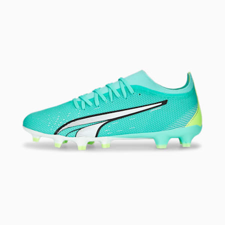ULTRA Match FG/AG Football Boots Men, Electric Peppermint-PUMA White-Fast Yellow, small-AUS