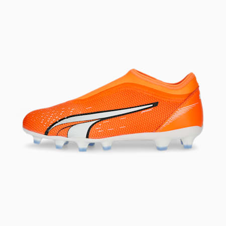 Młodzieżowe buty piłkarskie ULTRA Match LL FG/AG, Ultra Orange-PUMA White-Blue Glimmer, small