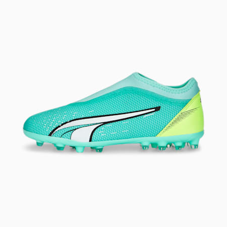 Chaussures de football ULTRA Match LL MG Enfant et Adolescent, Electric Peppermint-PUMA White-Fast Yellow, small-DFA