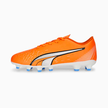 ULTRA Play FG/AG Unisex Football Boots - Youth 8-16 years, Ultra Orange-PUMA White-Blue Glimmer, small-AUS