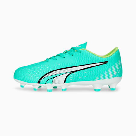 ULTRA Play FG/AG Unisex Football Boots - Youth 8-16 years, Electric Peppermint-PUMA White-Fast Yellow, small-AUS
