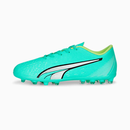 Chaussures de football ULTRA Play MG Enfant et Adolescent, Electric Peppermint-PUMA White-Fast Yellow, small-DFA