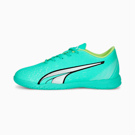 ULTRA Play IT Unisex Football Boots - Youth 8-16 years, Electric Peppermint-PUMA White-Fast Yellow, small-AUS