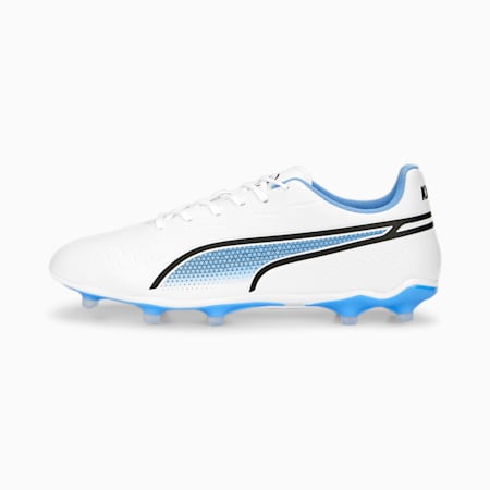 Sepatu Bot Sepak Bola KING Match FG/AG, PUMA White-PUMA Black-Blue Glimmer-Ultra Orange, small-IDN