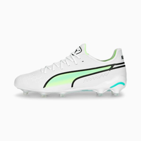 KING ULTIMATE FG/AG Football Boots Women, PUMA White-PUMA Black-Fast Yellow-Electric Peppermint, small