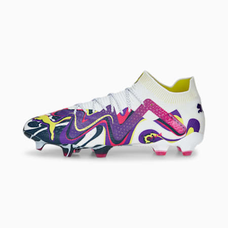 Chaussures de football FUTURE ULTIMATE CREATIVTY FG/AG, PUMA White-Team Violet-Fluro Yellow Pes, small