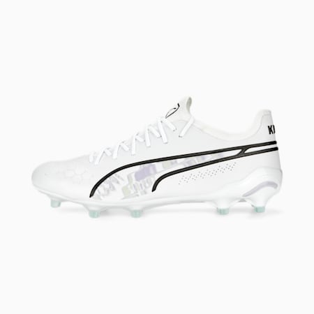 King Ultimate BL FG/AG Women's Football Boots, PUMA White-PUMA Black-Spring Lavender, small-AUS