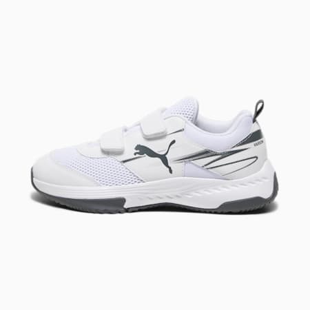 Scarpe a strappo per sport indoor Varion II per bambini, PUMA White-Shadow Gray, small