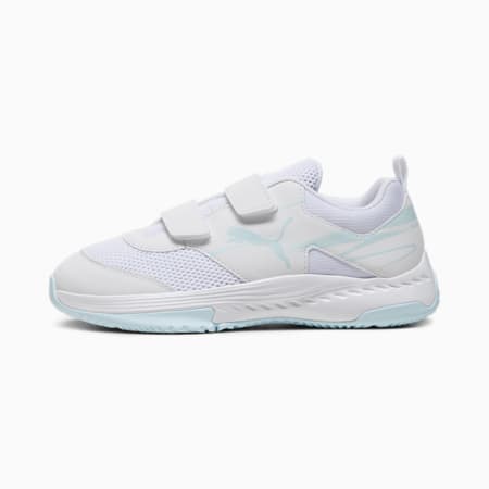 Varion II Indoor Sports Hook-and-Loop Shoes Kids, PUMA White-Light Aqua, small