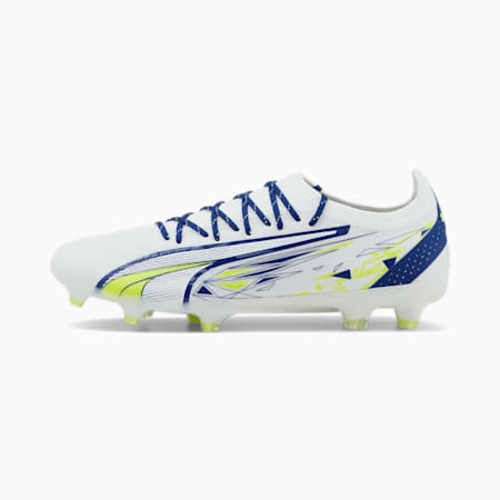 ULTRA ULTIMATE Christian Pulisic FG/AG voetbalschoenen, PUMA White-Lime Smash-Clyde Royal, small