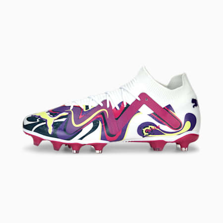 Chaussures de football FUTURE MATCH CREATE FG/AG, PUMA White-Fluro Yellow Pes-Team Violet-Orchid Shadow, small