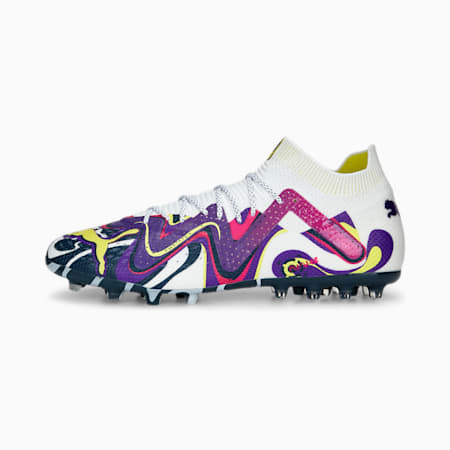 Chaussures de football FUTURE ULTIMATE CREATE MG, PUMA White-Fluro Yellow Pes-Team Violet-Orchid Shadow, small