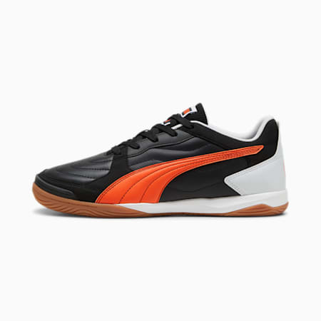 PRESSING IV Futsal Shoes, PUMA Black-Flame Flicker-Silver Mist, small