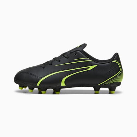 VITORIA FG/AG Football Boots - Youth 8-16 years, PUMA Black-Electric Lime, small-AUS