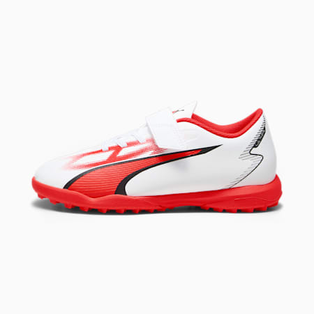 Scarpe da calcio ULTRA PLAY TT da ragazzi, PUMA White-PUMA Black-Fire Orchid, small