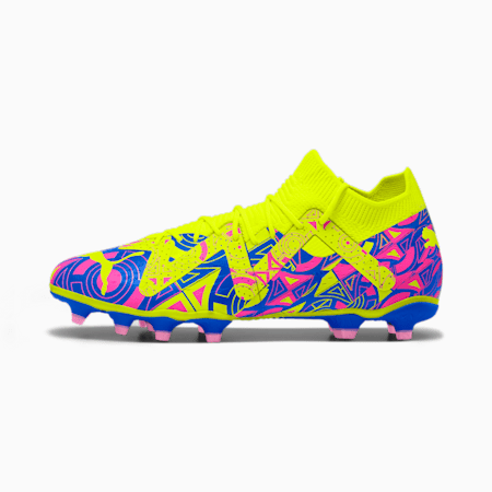 FUTURE MATCH ENERGY FG/AG Unisex Football Boots, Ultra Blue-Yellow Alert-Luminous Pink, small-AUS