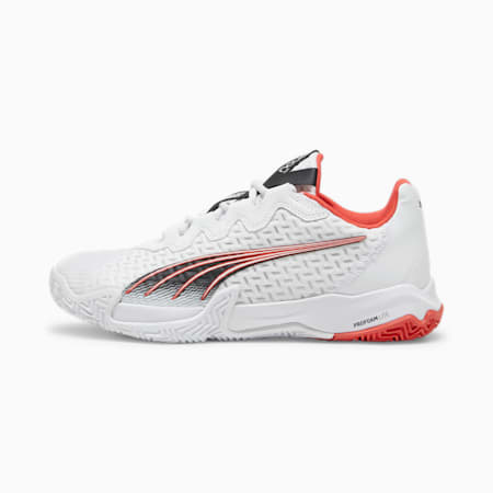 NOVA Elite Racquet Sports Shoes, PUMA White-PUMA Black-Active Red, small