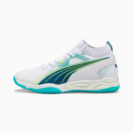 Eliminate NITRO SQD Indoor Sport Shoes, PUMA White-Ocean Tropic-Sparkling Green-Lime Squeeze, small