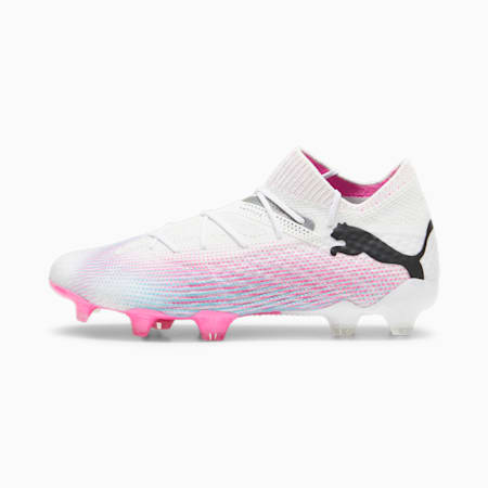 Scarpe da calcio FUTURE 7 ULTIMATE FG/AG da donna, PUMA White-PUMA Black-Poison Pink, small
