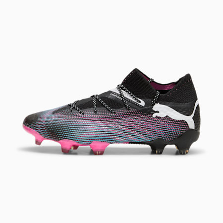 Scarpe da calcio FUTURE 7 ULTIMATE FG/AG da donna, PUMA Black-PUMA White-Poison Pink-Bright Aqua-Silver Mist, small