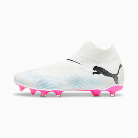 รองเท้าฟุตบอลไร้เชือก FUTURE 7 MATCH FG/AG, PUMA White-PUMA Black-Poison Pink, small-THA
