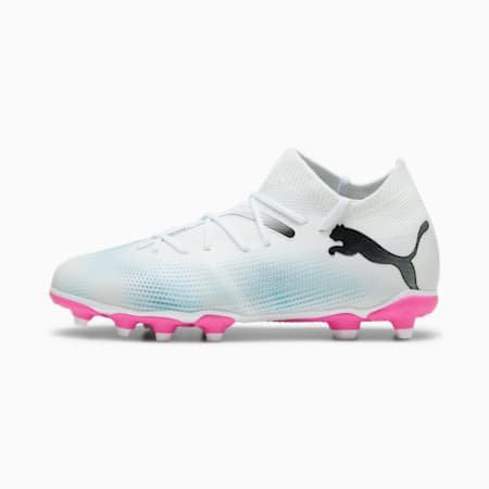 FUTURE 7 MATCH FG/AG Football Boots - Youth 8-16 years, PUMA White-PUMA Black-Poison Pink, small-AUS