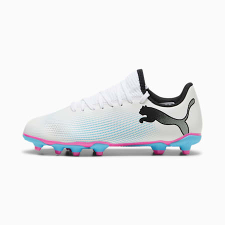 FUTURE 7 PLAY FG/AG Youth Football Boots, PUMA White-PUMA Black-Poison Pink, small