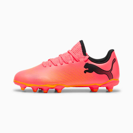 FUTURE 7 PLAY FG/AG Football Boots - Youth 8-16 years, Sunset Glow-PUMA Black-Sun Stream, small-AUS