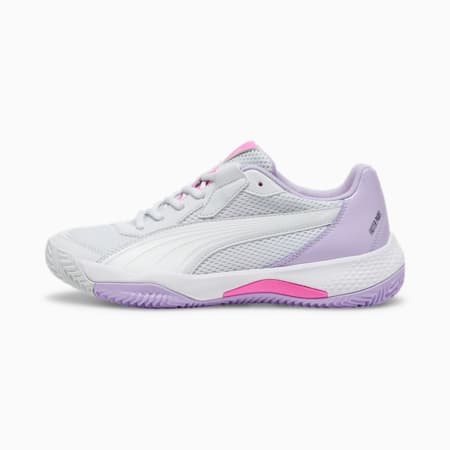 NOVA Court Women's Padel Shoes, Silver Mist-PUMA White-Vivid Violet, small