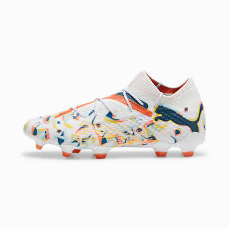 FUTURE 7 ULTIMATE CREATIVITY FG/AG Fußballschuhe, PUMA White-Ocean Tropic-Turquoise Surf-Hot Heat-Sun Stream, small