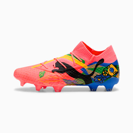 PUMA x NEYMAR JR FUTURE 7 ULTIMATE FG/AG Men's Football Boots, Sunset Glow-PUMA Black-Sun Stream-PUMA Green-Bluemazing, small-AUS