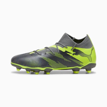 FUTURE 7 Match Rush Big Kids' FG/AG Soccer Cleats, Strong Gray-Cool Dark Gray-Electric Lime, small