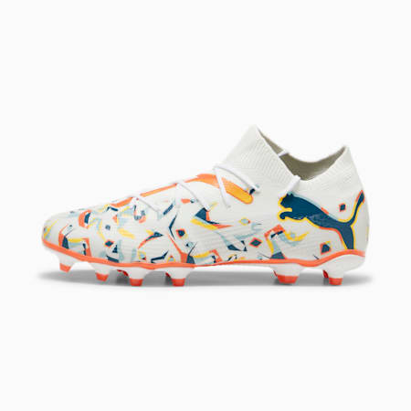 FUTURE 7 MATCH CREATIVITY FG/AG voetbalschoenen, PUMA White-Ocean Tropic-Turquoise Surf-Hot Heat-Sun Stream, small