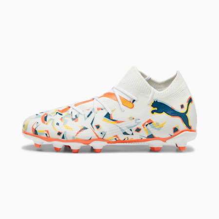 FUTURE 7 MATCH CREATIVITY FG/AG Football Boots - Youth 8-16 years, PUMA White-Ocean Tropic-Turquoise Surf-Hot Heat-Sun Stream, small-AUS