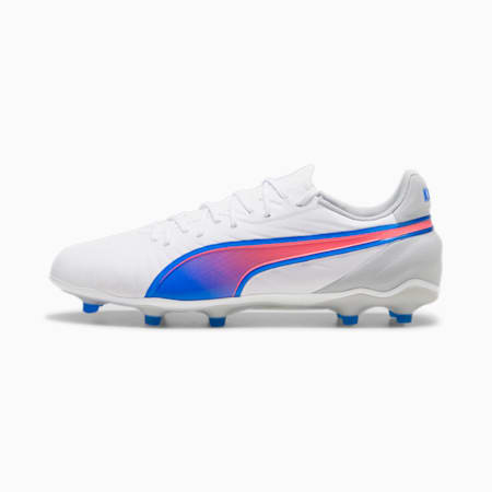 KING MATCH FG/AG Unisex Football Boots, PUMA White-Bluemazing-Flat Light Gray, small-NZL