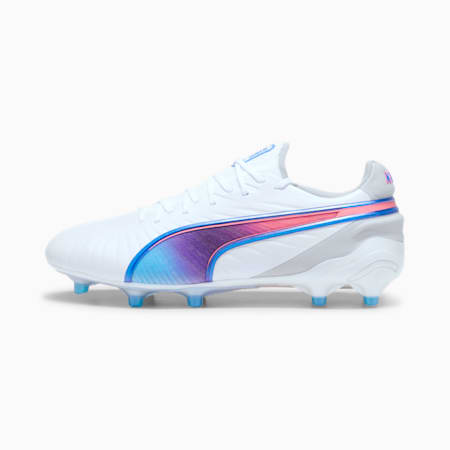 KING ULTIMATE FG/AG Football Boots Women, PUMA White-Bluemazing-Flat Light Gray-Sunset Glow, small