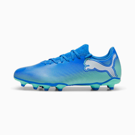 FUTURE 7 PLAY FG/AG Unisex Football Boots, Hyperlink Blue-Mint-PUMA White, small-AUS