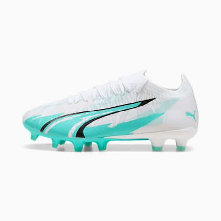 ULTRA MATCH RUSH FG/AG/ Women's Football Boots, PUMA White-Elektro Aqua-PUMA Black, small